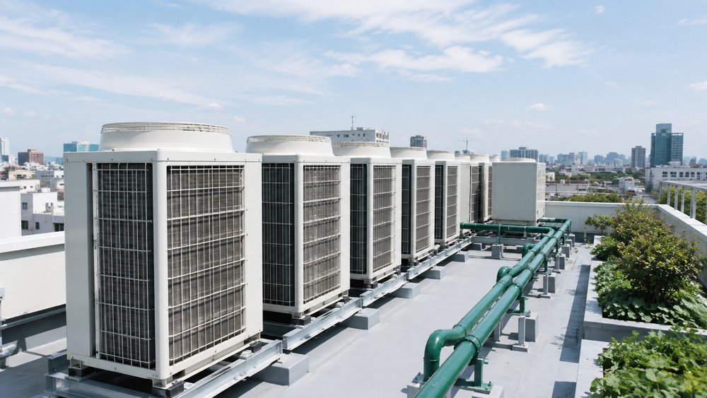 体感温度に応じて自動制御される空調室外機のイメージ写真